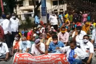 Municipal workers protest over the release of pending salaries at guntur