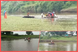 people crossing the river with the help of a tube