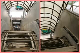 Escalator of foot over bridge in Ring Road Delhi damaged problems facing the elderly and women