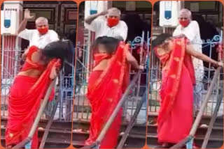 bihar darbhanga priest beats woman devotee