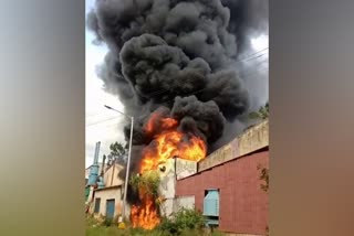 Fire accident in plastic flower pot manufacturing factory