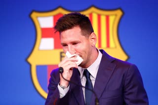 Barcelona exit  Barcelona  Lionel Messi  tearful press conference  ലയണല്‍ മെസി  മെസി