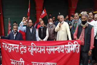 Workers protest in mussoorie