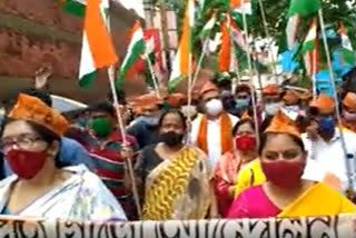 tension arise between TMC and BJP workers during Quit India Movement celebration in Tamluk