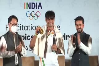 Neeraj Chopra honored by Sports Minister Anurag Thakur