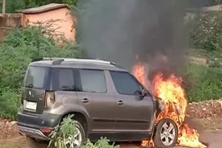 Car catches fire