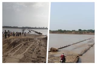 Water recedes of river parvati