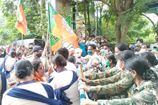BJP Mahila Morcha agitation at Midnapore against post poll violence and crime against women in the state