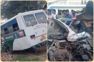bus and car collision in Hanumangarh, Hanumangarh news