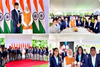 Indian Olympics contingent  PM Modi meets Indian Olympics contingent  PM Modi  Olympics contingent  Tokyo Olympics 2020  भारतीय एथलीट  प्रधानमंत्री मोदी  भारतीय ओलंपिक दल