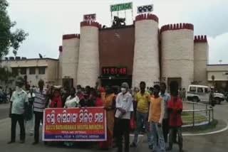 Basti evacuation notice resident protest in front of railway office