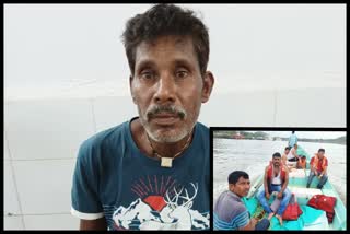 fisherman  rescued by karawali kavalu police who trapped in Ladies Beach