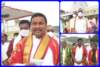 minister vellampalli visited tirumala