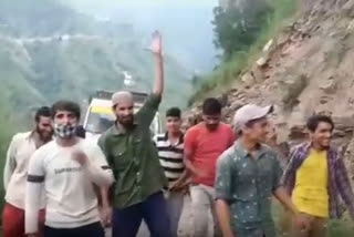 Local youth of Phagsoo Thathri Set example of self help opened blocked road.