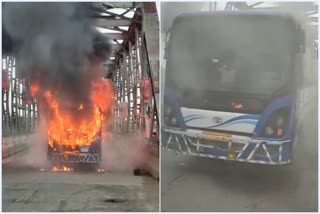 Fire in moving bus