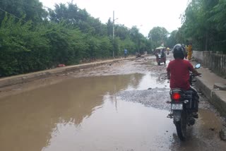 Sangam Vihar Mangal Bazar Road in bad condition due to rain