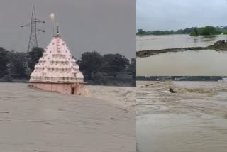 Temple submerged in river