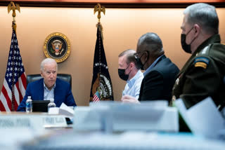 Biden on Afghan  Joe Biden  t Joe Biden met his national security team  Biden meets national security team  ദേശീയ സുരക്ഷ സംഘം  യുഎസ് പ്രസിഡന്‍റ്  ജോ ബൈഡൻ  തീവ്രവാദ വിരുദ്ധ പ്രവർത്തനങ്ങൾ