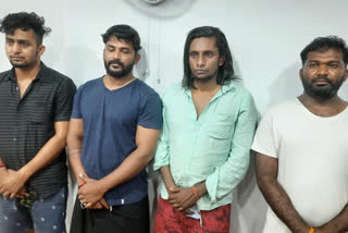 Four arrested for money fraud by thanur police  money fraud through cyber scam in Thanur  സൈബർ തട്ടിപ്പ് സംഘം പിടിയിൽ  താനൂർ പൊലീസ്  ബെംഗളൂരു തട്ടിപ്പ് സംഘം