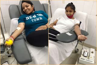 बहनों ने किया रक्तदान, sisters donated blood