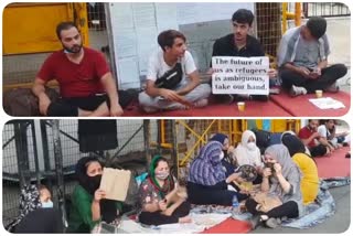 protest outside UNHCR office