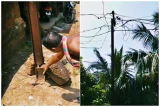 electric poll damaged negligence by Electricity department in begunia