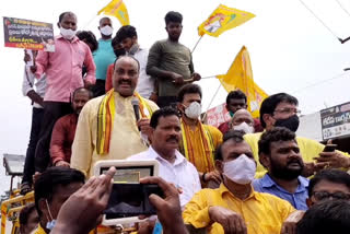 tdp protest at srikakulam district against petrol price hike