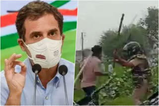 Cong condemns lathicharge on farmers in Haryanas Karnal  lathicharge on farmers protesting at Karnal  Blood soaked clothes of farmer  Congress likens BJP-LJP regime to 'General Dyer govt'  lathicharge on farmers in Haryanas Karnal  FarmersProtest  Congress party  കർഷക പ്രതിഷേധം  ഹരിയാനയിലെ കർണാല്‍  കോൺഗ്രസ് നേതാവ് രാഹുൽ ഗാന്ധി  രൺദീപ് സുർജേവാല