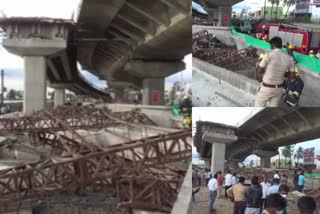 One person was died in a bridge collapsed  bridge collapsed one person died  bridge collapsed  നിർമാണത്തിലിരുന്ന പാലം തകർന്ന് തൊഴിലാളിക്ക് ദാരുണാന്ത്യം  നിർമാണത്തിലിരുന്ന പാലം തകർന്ന് തൊഴിലാളി മരിച്ചു  പാലം തകർന്നു  നിർമാണത്തിലിരുന്ന പാലം തകർന്നു  മധുര  മധുര പാലം തകർന്നു  Madurai