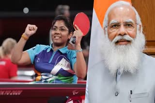 PM Modi congratulates Tokyo Paralympics silver medallist Bhavina Patel  Tokyo Paralympics  Bhavina Patel  Tokyo Paralympics silver medallist  PM Modi  പ്രധാനമന്ത്രി  ടോക്യോ പാരാലിമ്പിക്‌സ്  ടേബിള്‍ ടെന്നീസ്  നരേന്ദ്ര മോദി