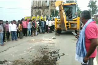 Culvert damaged on Buxar and Mohania road in Kaimur