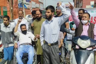 J&K Handicapped Association protest