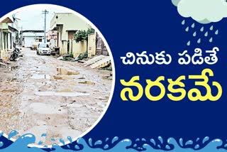 Roads flooded due to light rains in telangana