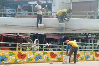 Lakhs spent on polishing the divider in Raipur