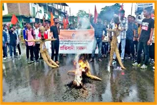 ABVP burnt effigy of Ranoj Pegu at Moran