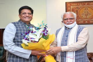 haryana-cm-manohar-lal-and-deputy-cm-dushyant-chautala-met-union-minister-piyush-goyal-in-delhi