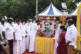 cm pay tribute to voc in chennai harbor