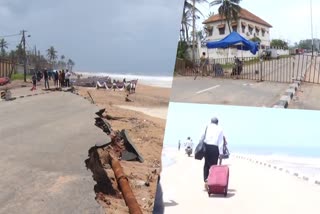 ശംഖുമുഖം  തിരുവനന്തപുരം ആഭ്യന്തര വിമാനത്താവളം  ആഭ്യന്തര വിമാനത്താവളം  trivandrum airport  trivandrum airport road  shankhumukham road  റോഡ് തകർന്നു  shankhumukham road collapsed, travellers in distress