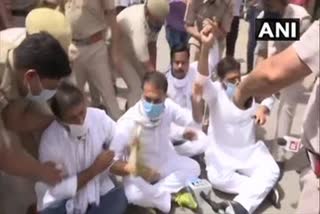 protesting against hike in fuel prices