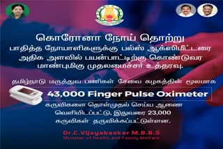 finger pulse oximeter purchased for covid-19 patients said minister vijaya baskar 