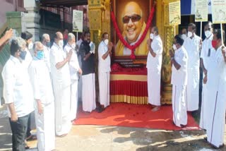 former minister tribute for Karunanidhi memorial day in Dindigul