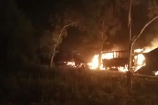 Three trucks burnt at Assam Meghalaya Border