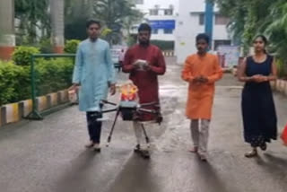 Ganesha devotees procession of Ganesha on drone in Pune