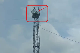 panipat man climbed on tower