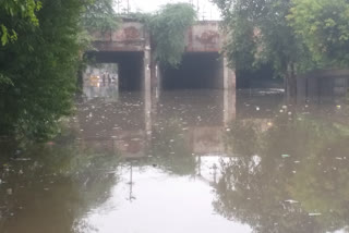 Waterlogging under the bridge of prahladpur railway underpass