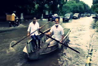 faridabad-waterlogging-on-road-due-to-heavy-rain