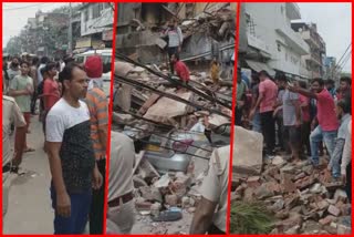 दिल्ली में दो मंंजिला इमारत गिरी
