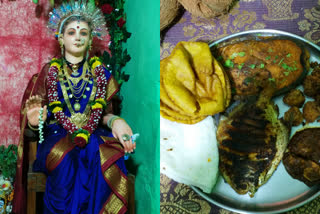 Non-vegetarian offerings to Gauri in Koli community at Thane