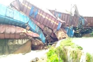 Goods train derailed in River