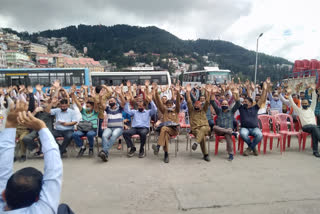 Protest of Transport Employees Joint Coordination Committee in Shimla